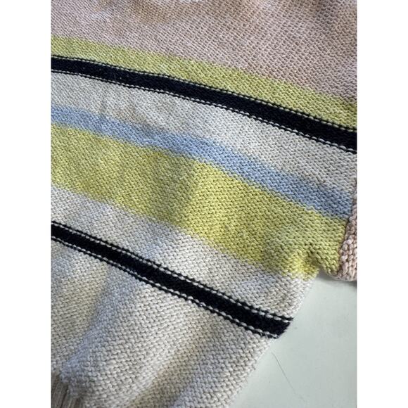 Billabong Pullover Striped Cropped Knit Boat Neck Sweater Ivory Pink Size S - Picture 4 of 7